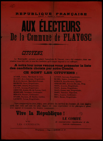 Commune de Fayosc : Liste des candidats