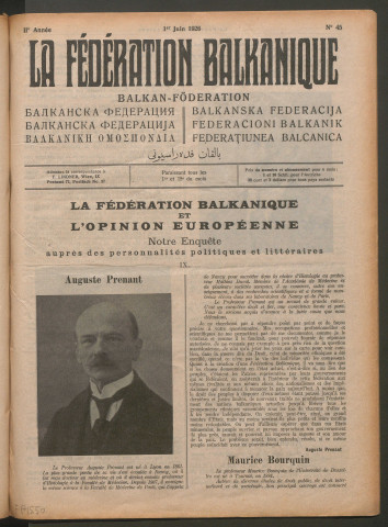 Juin 1926 - La Fédération balkanique