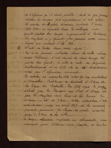 Béthune (62) : Réponse au questionnaire portant sur le territoire occupé par les armées françaises et alliées, Mlle Dehaye, chargée de cours de lettres