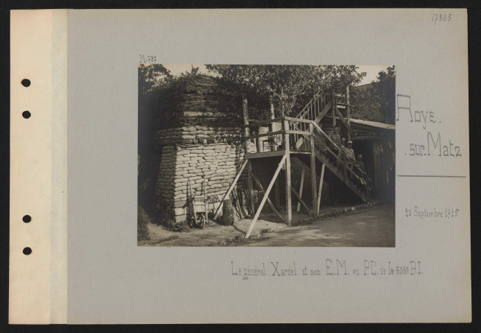 Roye-sur-Matz. Le général Xardel et son EM au PC de la 303e BI