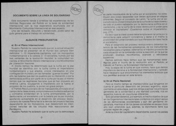 Partido Revolucionario de los Trabajadores (PRT). Sous-Titre : 1973-1978