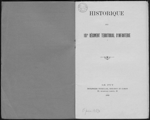 Historique du 101ème régiment territorial d'infanterie