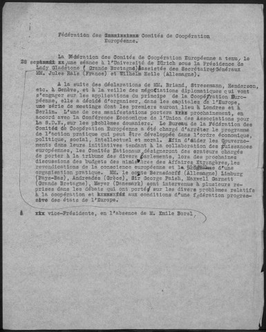 Coopération européenne, 1927-1937