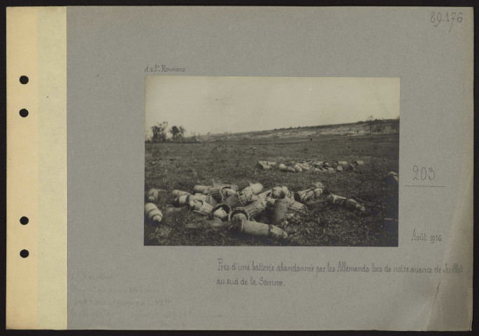 S.l. (sud de la Somme). 203 près d'une batterie abandonnée par les Allemands lors de notre avance de juillet