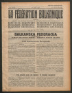 Avril 1930 - La Fédération balkanique