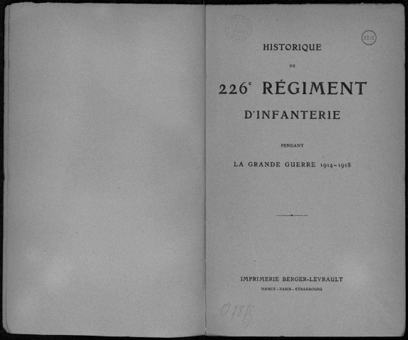 Historique du 226ème régiment d'infanterie