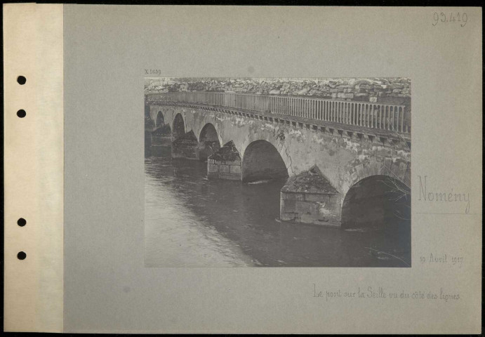 Nomeny. Le pont sur la Seille vu du côté des lignes