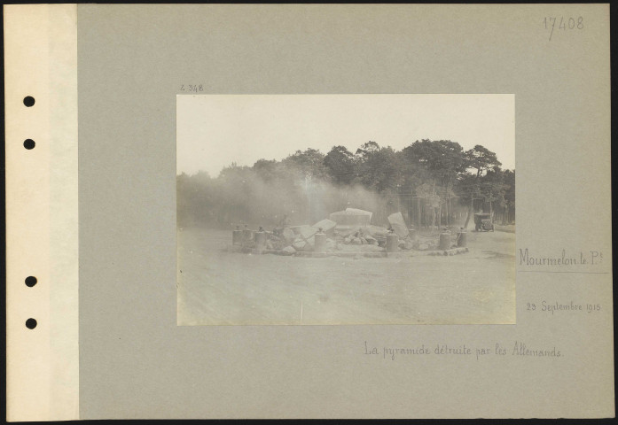 Mourmelon-le-Petit. La pyramide détruite par les Allemands