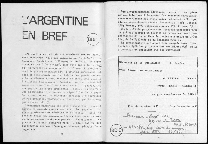 Argentine en lutte n° 0 février-mars 1975