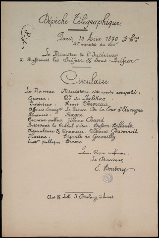 Circulaire : le nouveau ministère est ainsi composé…