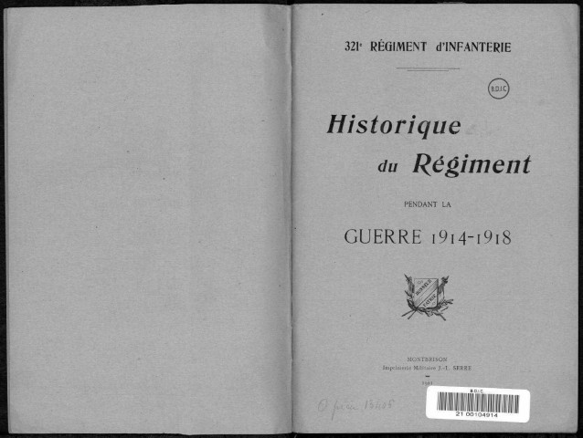 Historique du 321ème régiment d'infanterie