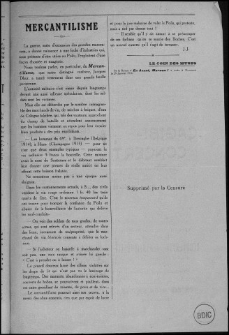 Le Poilu du 6-9 (1916-1918 : n°s 1-5; 7-17), Sous-Titre : Journal de Guerre du 69è de ligne