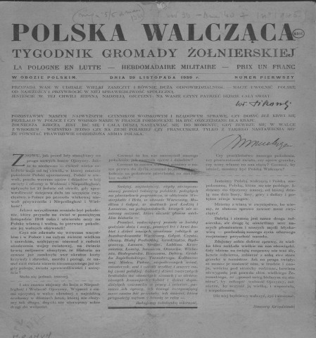 Polska Walczaca (1939 ; n°1-4)  Sous-Titre : Tygodnik gromady zolnierskiej  Autre titre : La Pologne en lutte - hebdomadaire militaire