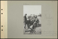 Moulins (près). Canon allemand de 77 pris à l'attaque du 16 avril par les 146e et 26e régiment d'infanterie et retourné contre l'ennemi par des artilleurs du 8e régiment d'artillerie