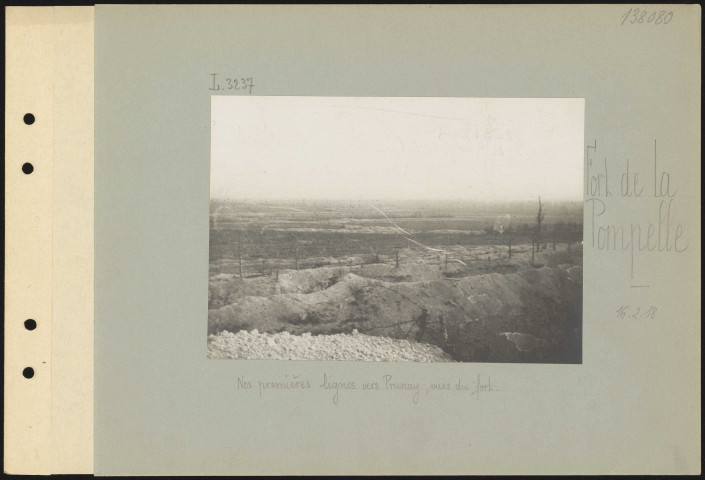 Fort de la Pompelle. Nos premières lignes vers Prunay, vues du fort