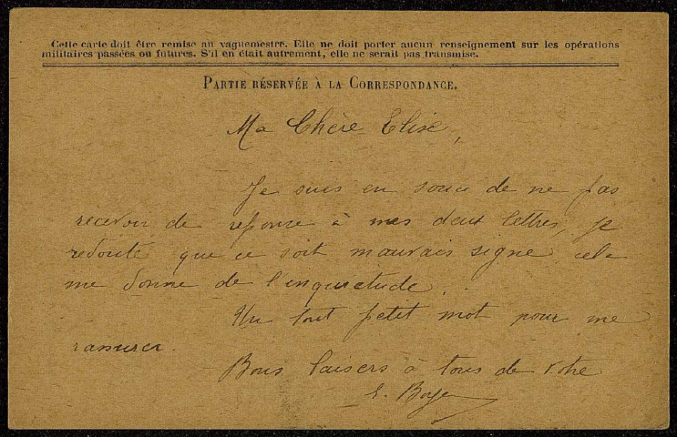 Lettres de soldats adressées à Mlle Madeleine Paris et à Madame Alexandre Paris (4 rue de Tilsitt, Marseille)