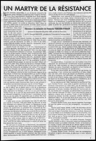 Monument du souvenir de Prayols (1995 : n° 25-27). Sous-Titre : organe de la Confédération d'Amicales Départementales d'Anciens Guerilleros Espagnols en France (F.F.I.)