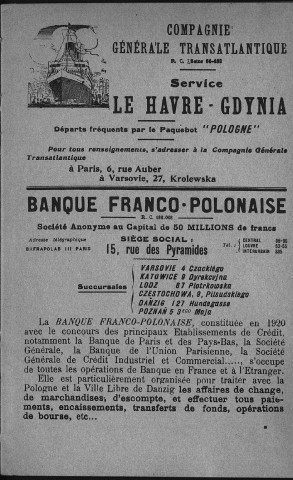 La Pologne politique, économique, littéraire et artistique (1929, n°1 - n°20)