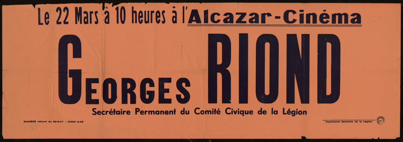 ... A l'Alcazar-cinéma : Georges Riond