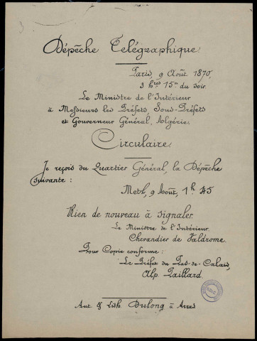 Circulaire : Rien de nouveau à signaler…