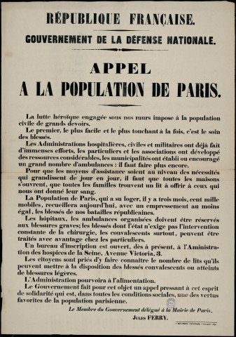 La lutte héroïque engagée sous nos murs impose à la population civile de grands devoirs…