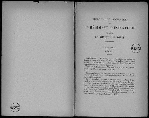 Historique du 4ème régiment d'infanterie