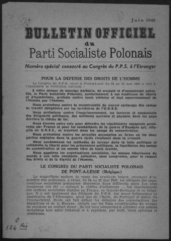 Bulletin officiel du Parti Socialiste Polonais (1948)
