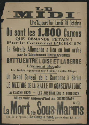 Le "Midi" : lire aujourd'hui lundi 28 octobre