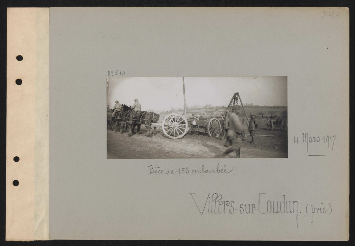 Villiers-sur-Coudun (près). Pièce de 155 embourbée