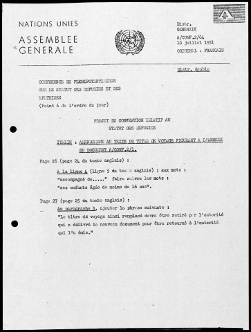 Amendements. 10 juillet 1951