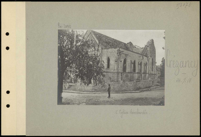 Crézancy. L'église bombardée