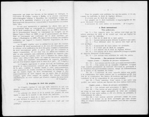 Bureau international de la paix. Résolutions textuelles des onze congrès universels de la paix tenus de 1889 à 1902