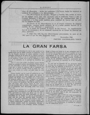 Alderdi (1967 : n° 232-239). Sous-Titre : Boletín del Partido nacionalista vasco