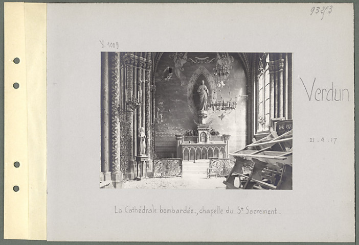 Verdun. La cathédrale bombardée, chapelle du Saint-Sacrement