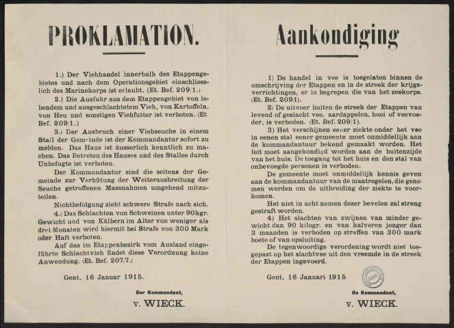 Der Viehhandel ... ist erlaubt = De handel in vee ... is toegelaten