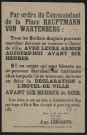 Par ordre du commandant de la place Hauptmann von Wartenberg : tous les soldats anglais &amp; doivent se trouver à l'hôtel de ville