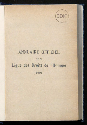 Annuaire officiel de la Ligue des Droits de l'Homme 1906