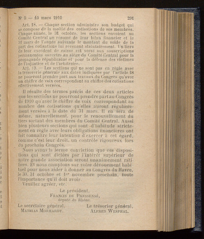 Mars 1910 - Bulletin officiel de la Ligue des Droits de l'Homme