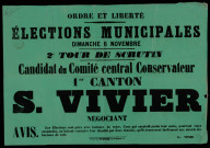 Élections Municipales : Candidat du Comité central Conservateur S. Vivier