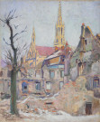 Thann. L'église et les ruines de la distillerie Hannart, février 1917
