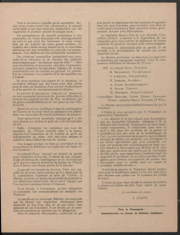 Année 1922. Bulletin de l'Union des blessés de la face "Les Gueules cassées"