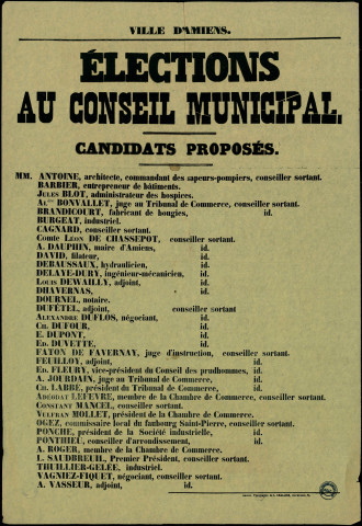 Élections au conseil municipal : Candidats proposés