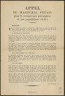 Appel du maréchal Pétain pour le secours aux prisonniers et aux populations civiles