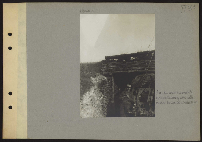 S.l. Abri du treuil automobile système Sacconey avec câble partant du chariot d'orientation