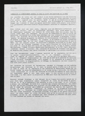 Bulletin mensuel d'information de la représentation du FDR-FMLN - 1989