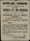 Armes et Munitions déposées ou abandonnées dans les communes : Réintégration dans les Arsenaux