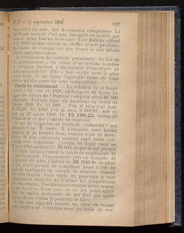 Septembre 1910 - Bulletin officiel de la Ligue des Droits de l'Homme