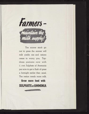 Farmers, maintain the milk supply ! : grow more food with sulphate of ammonia