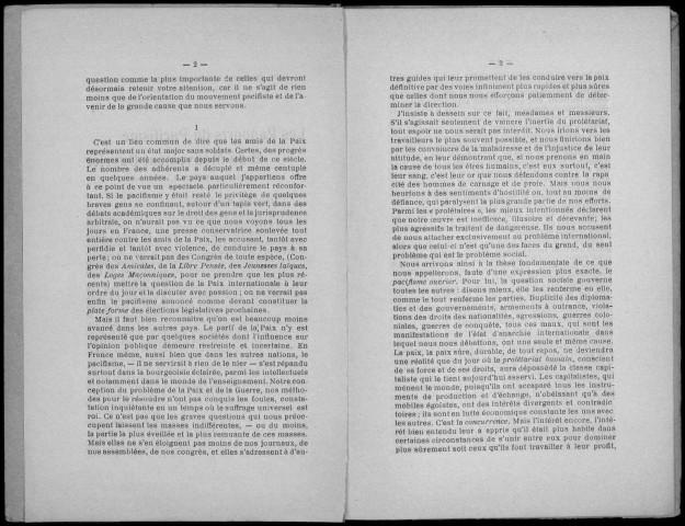 Les rapports du pacifisme et du mouvement ouvrier. Sous-Titre : XIVe Congrès international de la paix, Lucerne, 19-24 septembre 1905.