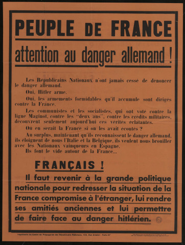 Peuple de France attention au danger allemand !